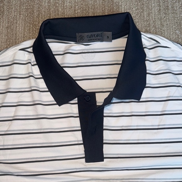 G/FORE Navy White Stripe Performance Polo Men's Small Golf Shirt Stretch Shirt - Picture 8 of 13